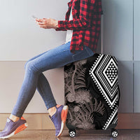 Aotearoa Tukutuku Motif Luggage Cover Pohutukawa and Fern Leaves Grayscale Color LT03 - Polynesian Pride