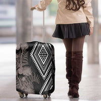 Aotearoa Tukutuku Motif Luggage Cover Pohutukawa and Fern Leaves Grayscale Color LT03 - Polynesian Pride
