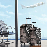 Aotearoa Tukutuku Motif Luggage Cover Pohutukawa and Fern Leaves Grayscale Color LT03 - Polynesian Pride