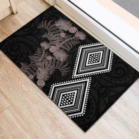 Aotearoa Tukutuku Motif Rubber Doormat Pohutukawa and Fern Leaves Grayscale Color LT03 - Polynesian Pride