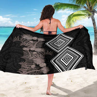 Aotearoa Tukutuku Motif Sarong Pohutukawa and Fern Leaves Grayscale Color LT03 - Polynesian Pride