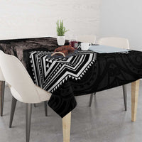 Aotearoa Tukutuku Motif Tablecloth Pohutukawa and Fern Leaves Grayscale Color LT03 - Polynesian Pride