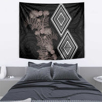 Aotearoa Tukutuku Motif Tapestry Pohutukawa and Fern Leaves Grayscale Color LT03 - Polynesian Pride