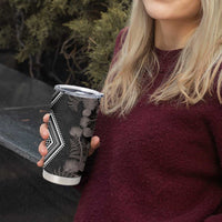 Aotearoa Tukutuku Motif Tumbler Cup Pohutukawa and Fern Leaves Grayscale Color LT03 - Polynesian Pride