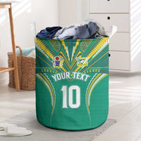 Custom Cook Islands Rugby Laundry Basket Tatau Art Sport Style Green Color LT03 Green - Polynesian Pride