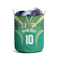 Custom Cook Islands Rugby Laundry Basket Tatau Art Sport Style Green Color LT03 - Polynesian Pride