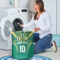 Custom Cook Islands Rugby Laundry Basket Tatau Art Sport Style Green Color LT03 - Polynesian Pride