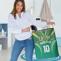 Custom Cook Islands Rugby Laundry Basket Tatau Art Sport Style Green Color LT03 - Polynesian Pride