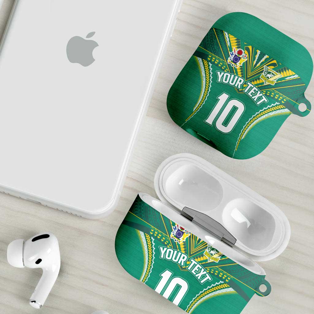 Custom Cook Islands Rugby AirPods Case Tatau Art Sport Style Green Color