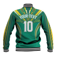 Custom Cook Islands Rugby Baseball Jacket Tatau Art Sport Style Green Color LT03 - Polynesian Pride