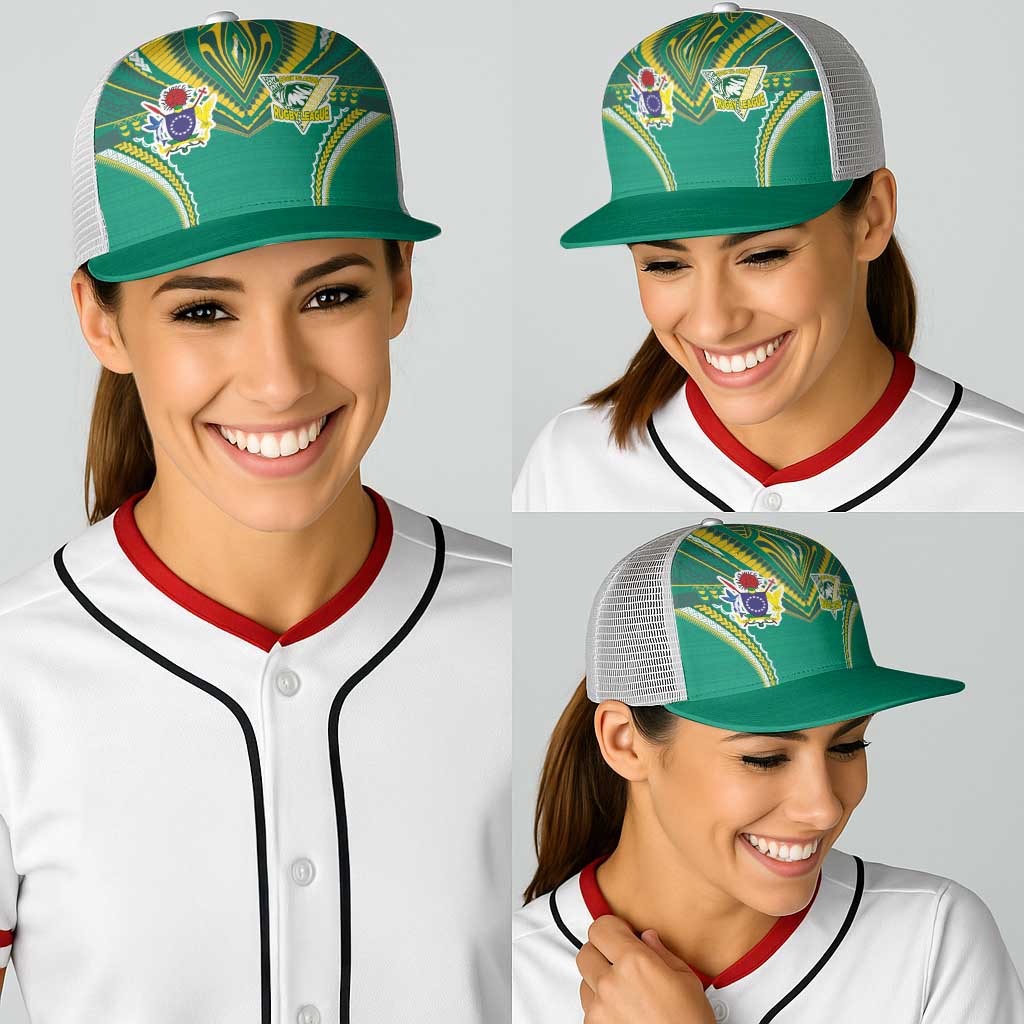 Cook Islands Rugby Baseball Net Cap Tatau Art Sport Style Green Color