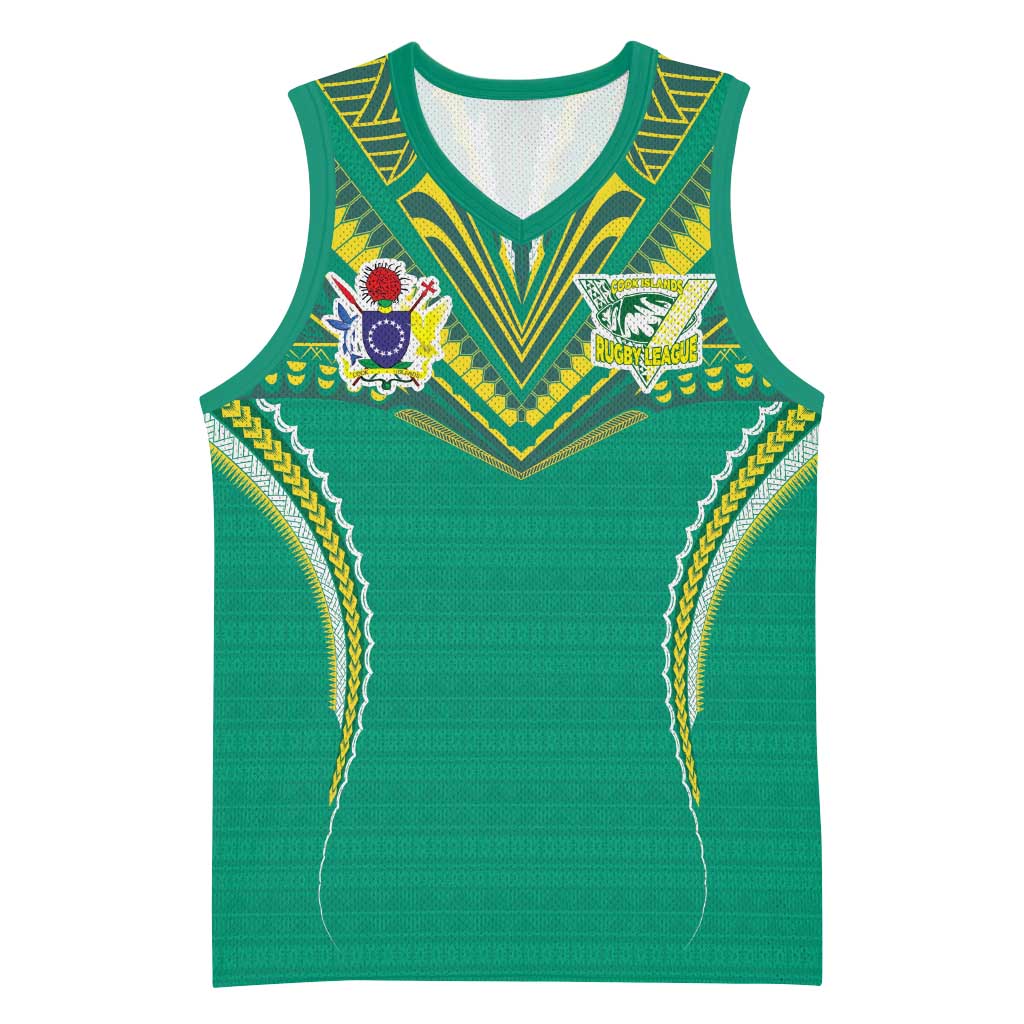 Custom Cook Islands Rugby Basketball Jersey Tatau Art Sport Style Green Color LT03 Unisex Green - Polynesian Pride