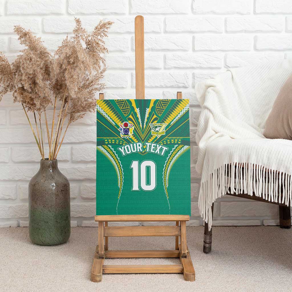 Custom Cook Islands Rugby Canvas Wall Art Tatau Art Sport Style Green Color