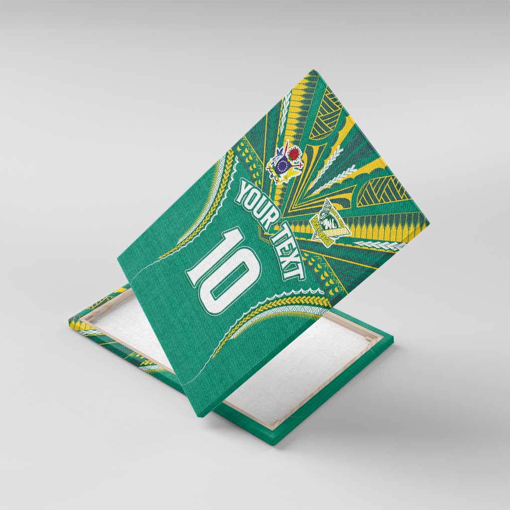 Custom Cook Islands Rugby Canvas Wall Art Tatau Art Sport Style Green Color