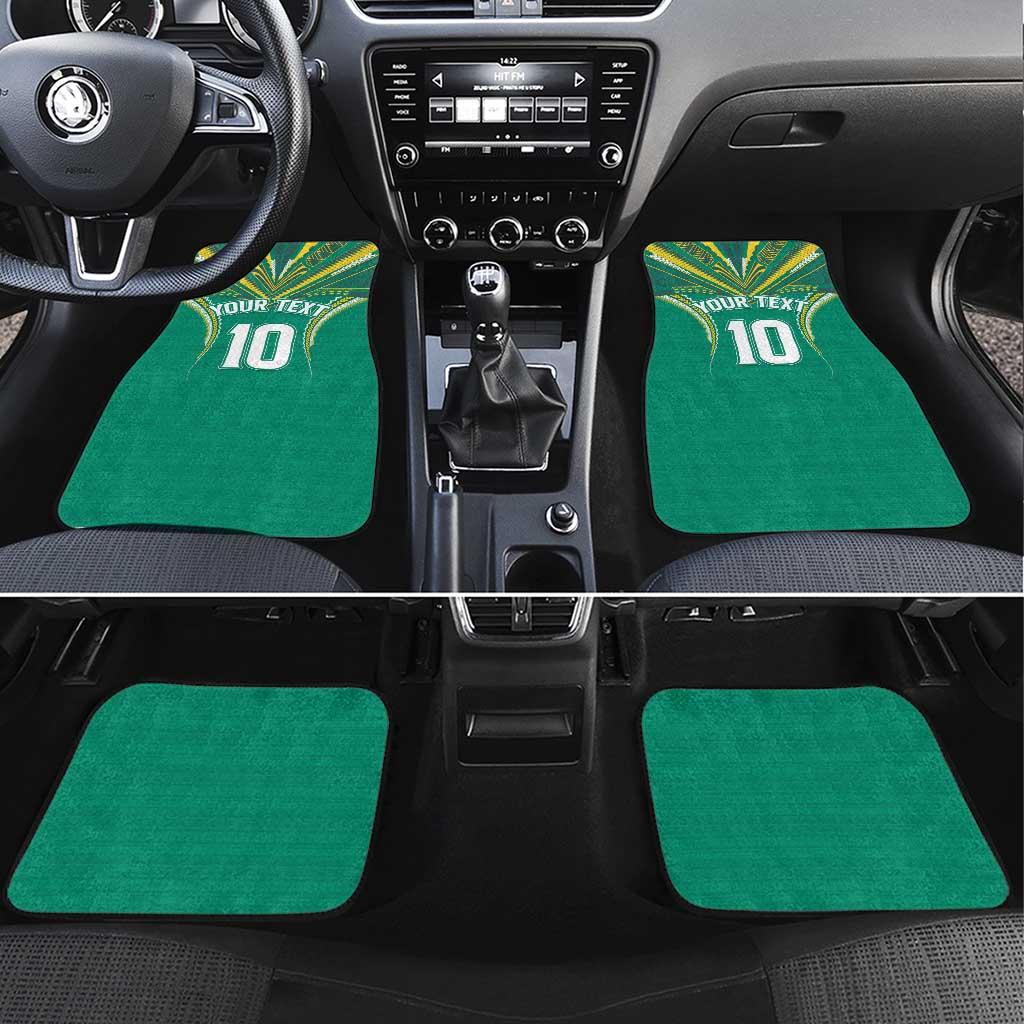 Custom Cook Islands Rugby Car Mats Tatau Art Sport Style Green Color