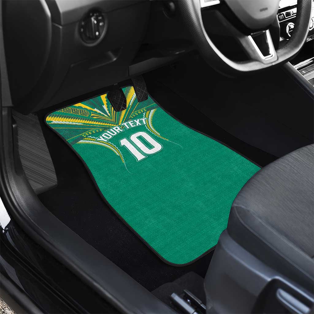 Custom Cook Islands Rugby Car Mats Tatau Art Sport Style Green Color