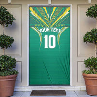 Custom Cook Islands Rugby Door Cover Tatau Art Sport Style Green Color LT03 Green - Polynesian Pride