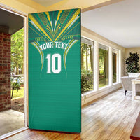 Custom Cook Islands Rugby Door Cover Tatau Art Sport Style Green Color LT03 - Polynesian Pride
