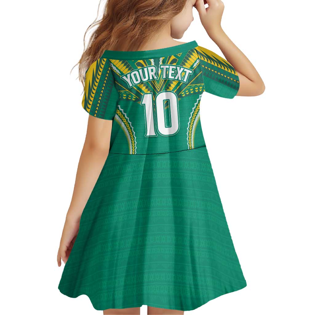 Custom Cook Islands Rugby Family Matching Puletasi and Hawaiian Shirt Tatau Art Sport Style Green Color LT03 - Polynesian Pride