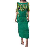Custom Cook Islands Rugby Family Matching Puletasi and Hawaiian Shirt Tatau Art Sport Style Green Color LT03 Mom's Dress Green - Polynesian Pride