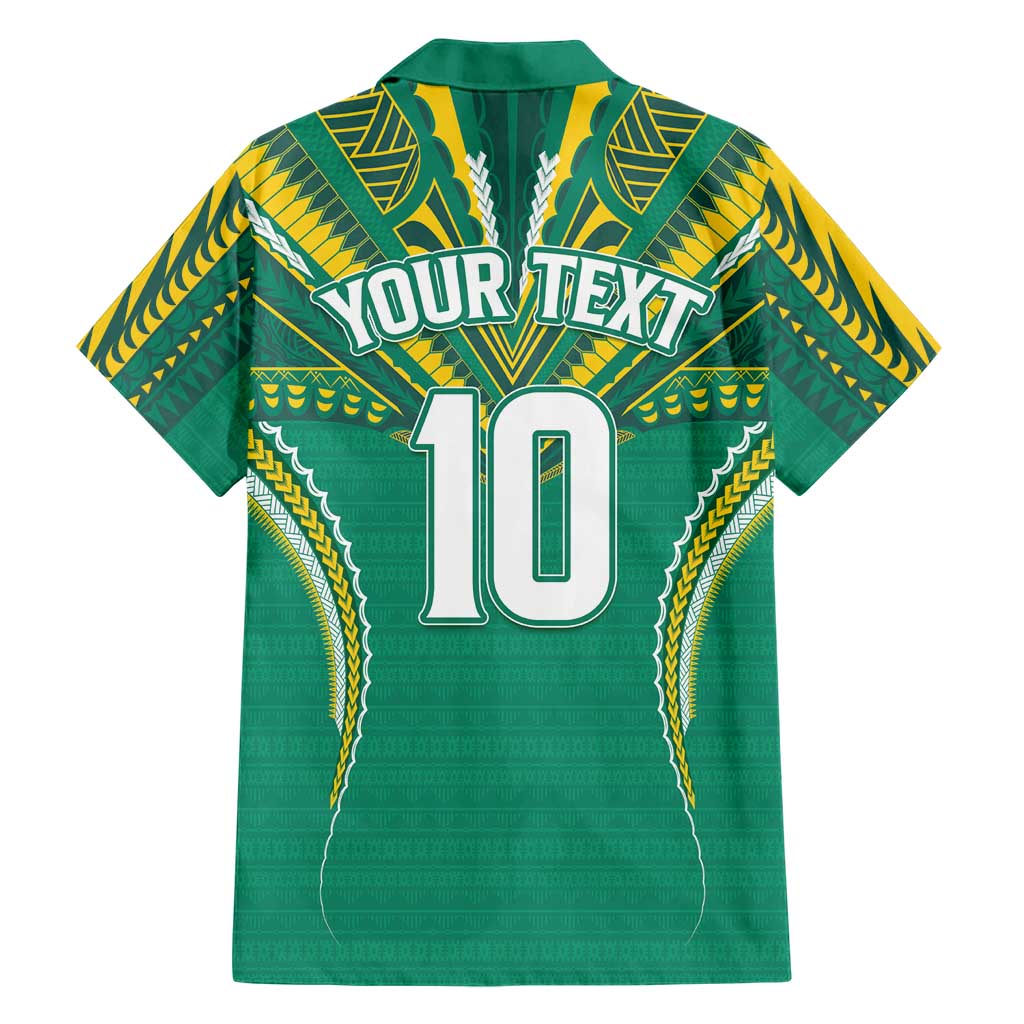 Custom Cook Islands Rugby Family Matching Summer Maxi Dress and Hawaiian Shirt Tatau Art Sport Style Green Color LT03 - Polynesian Pride