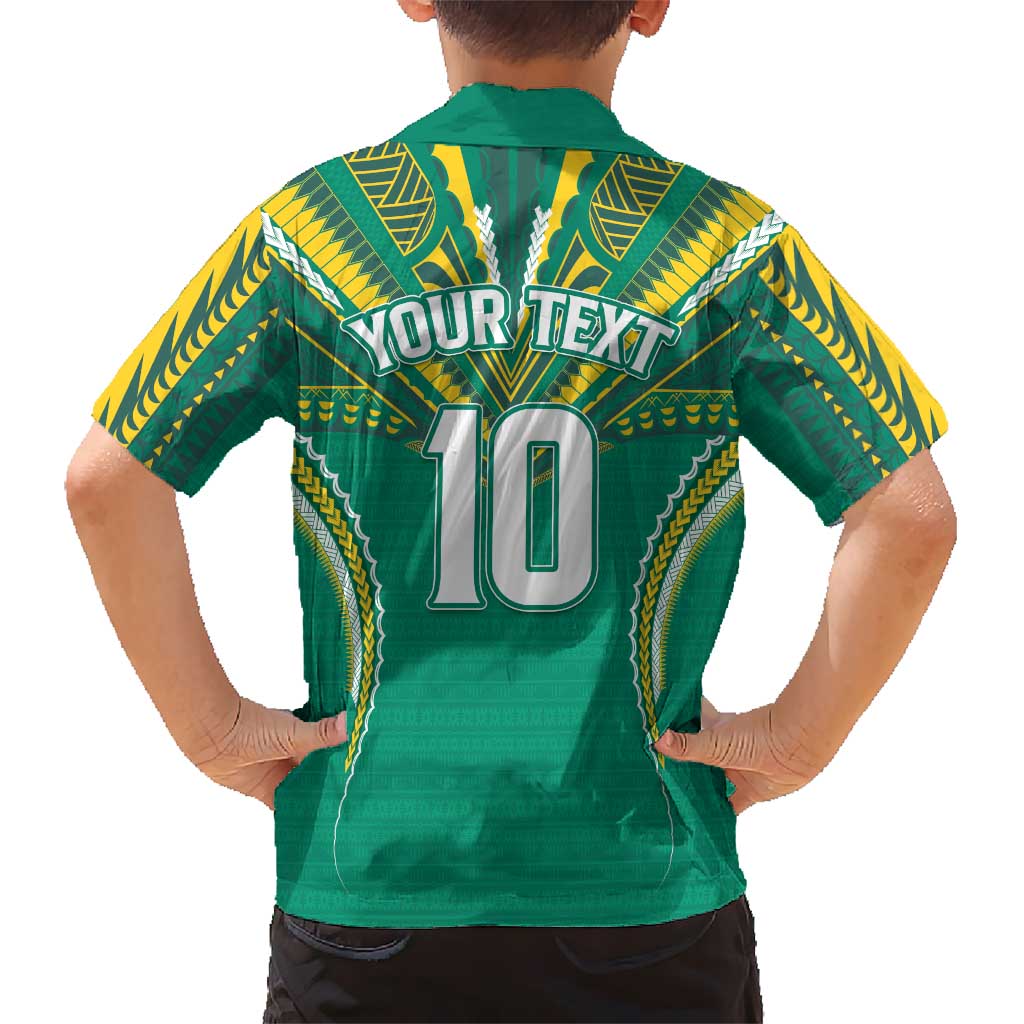 Custom Cook Islands Rugby Hawaiian Shirt Tatau Art Sport Style Green Color LT03 - Polynesian Pride