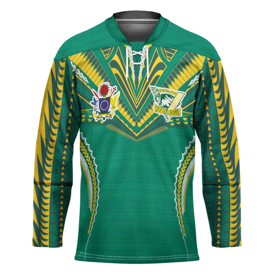 Custom Cook Islands Rugby Hockey Jersey Tatau Art Sport Style Green Color LT03 Unisex Green - Polynesian Pride