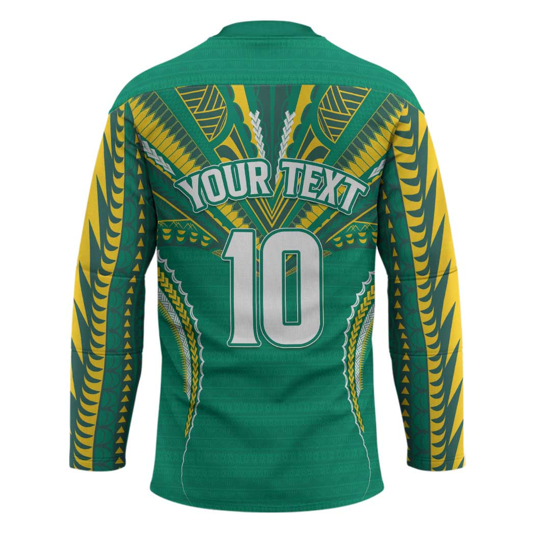 Custom Cook Islands Rugby Hockey Jersey Tatau Art Sport Style Green Color LT03 - Polynesian Pride