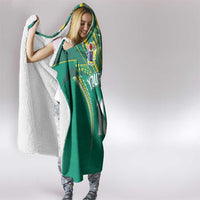 Custom Cook Islands Rugby Hooded Blanket Tatau Art Sport Style Green Color LT03 - Polynesian Pride