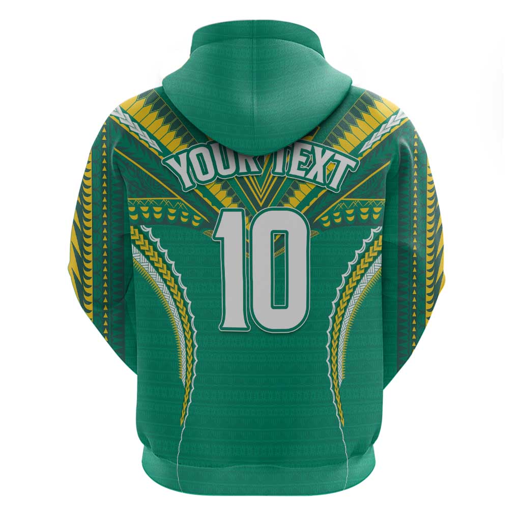 Custom Cook Islands Rugby Hoodie Tatau Art Sport Style Green Color LT03 - Polynesian Pride