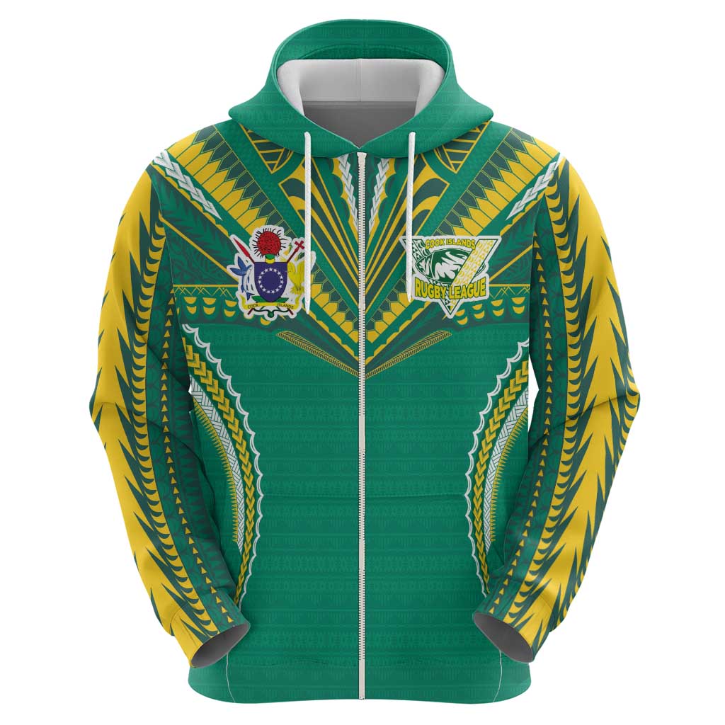 Custom Cook Islands Rugby Hoodie Tatau Art Sport Style Green Color LT03 - Polynesian Pride