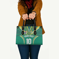 Custom Cook Islands Rugby Leather Bag Tatau Art Sport Style Green Color