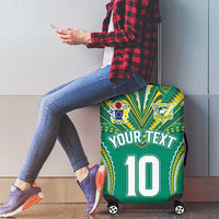 Custom Cook Islands Rugby Luggage Cover Tatau Art Sport Style Green Color LT03 - Polynesian Pride