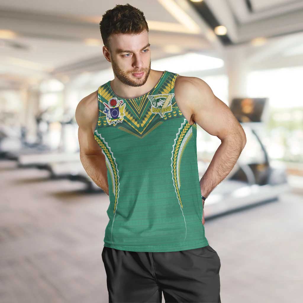Custom Cook Islands Rugby Men Tank Top Tatau Art Sport Style Green Color