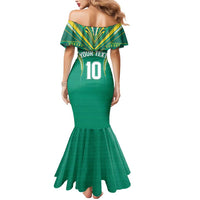 Custom Cook Islands Rugby Mermaid Dress Tatau Art Sport Style Green Color LT03 - Polynesian Pride