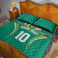 Custom Cook Islands Rugby Quilt Bed Set Tatau Art Sport Style Green Color