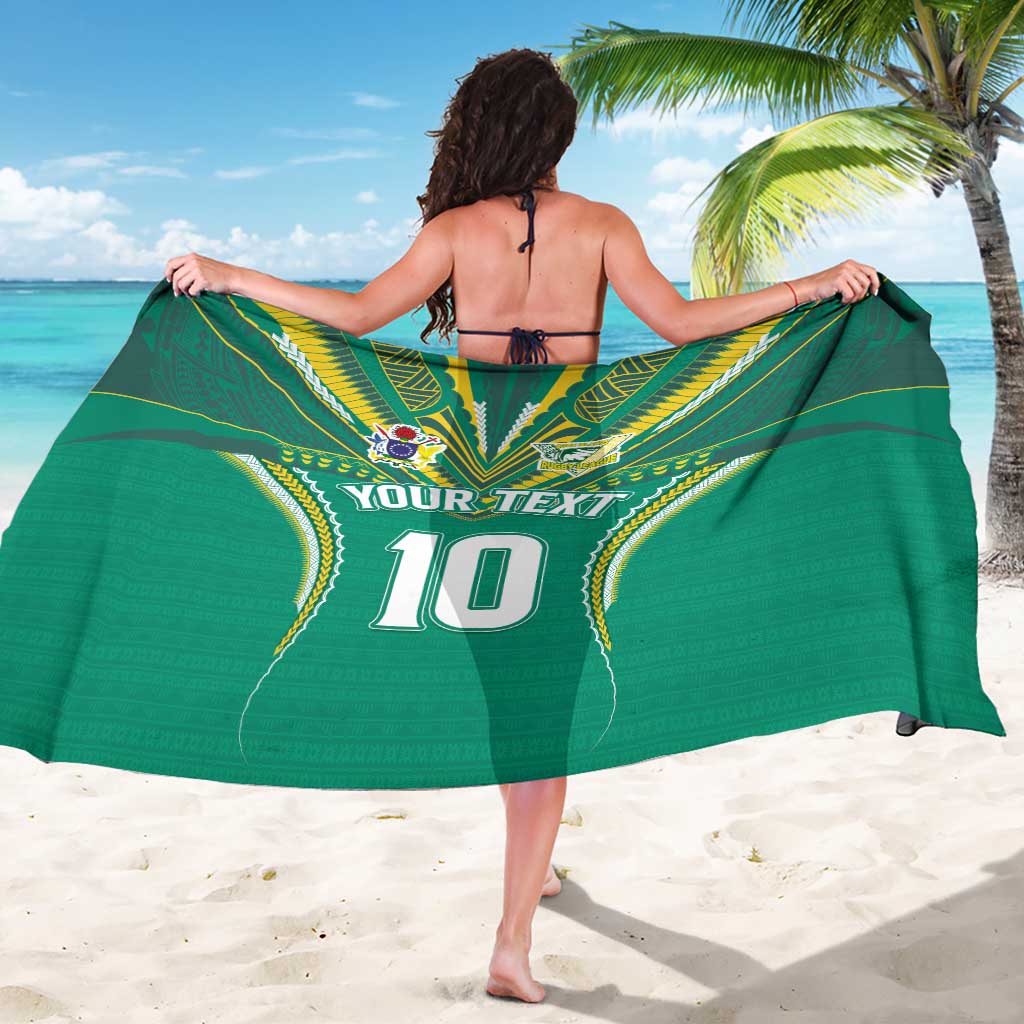 Custom Cook Islands Rugby Sarong Tatau Art Sport Style Green Color