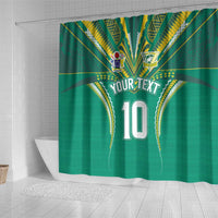 Custom Cook Islands Rugby Shower Curtain Tatau Art Sport Style Green Color