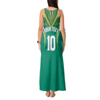 Custom Cook Islands Rugby Tank Maxi Dress Tatau Art Sport Style Green Color LT03 - Polynesian Pride