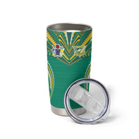Custom Cook Islands Rugby Tumbler Cup Tatau Art Sport Style Green Color LT03 - Polynesian Pride