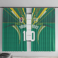 Custom Cook Islands Rugby Window Curtain Tatau Art Sport Style Green Color