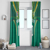 Custom Cook Islands Rugby Window Curtain Tatau Art Sport Style Green Color