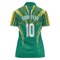 Custom Cook Islands Rugby Women Polo Shirt Tatau Art Sport Style Green Color LT03 - Polynesian Pride