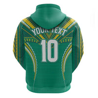Custom Cook Islands Rugby Zip Hoodie Tatau Art Sport Style Green Color LT03 - Polynesian Pride