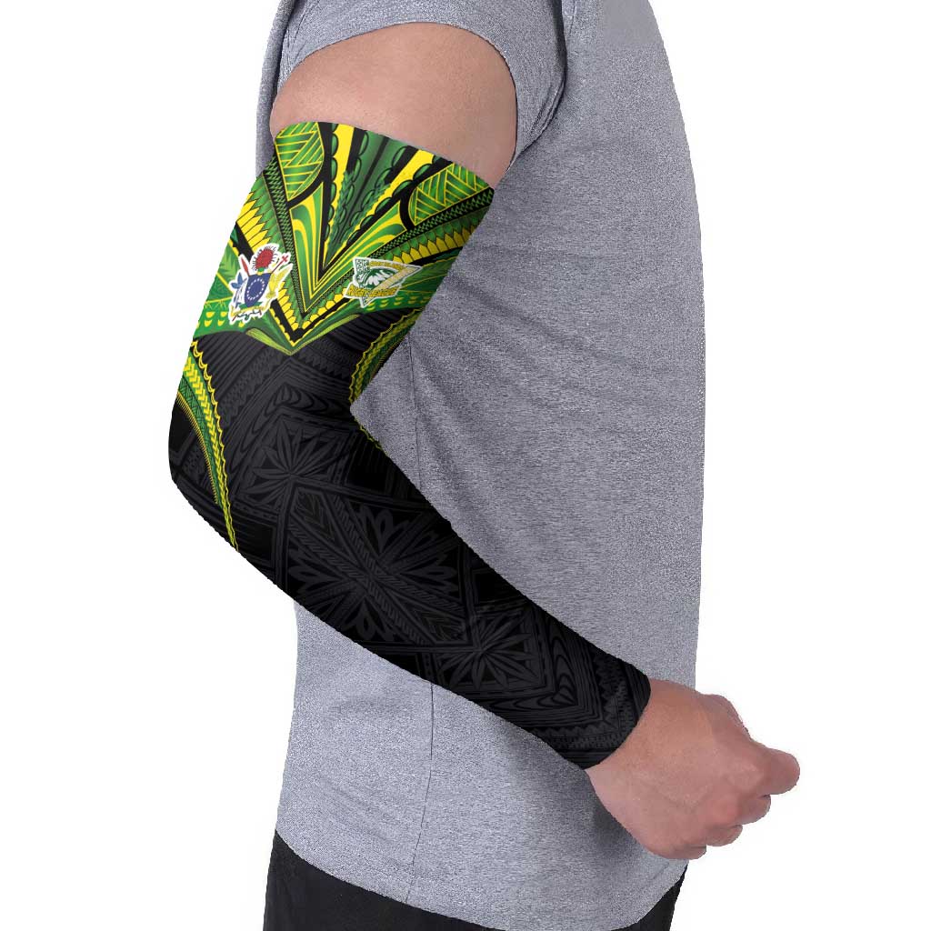 Custom Cook Islands Rugby Arm Sleeves Tatau Art Sport Style Black Color