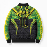Custom Cook Islands Rugby Bomber Puffer Jacket Tatau Art Sport Style Black Color