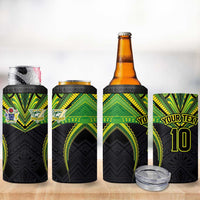 Custom Cook Islands Rugby 4 in 1 Can Cooler Tumbler Tatau Art Sport Style Black Color LT03 - Polynesian Pride