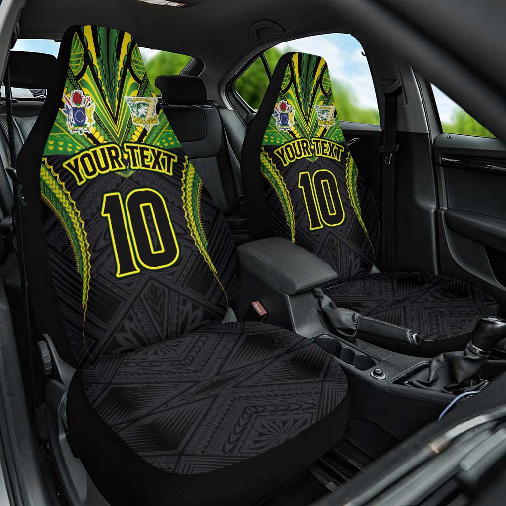 Custom Cook Islands Rugby Car Seat Cover Tatau Art Sport Style Black Color LT03 One Size Black - Polynesian Pride