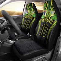 Custom Cook Islands Rugby Car Seat Cover Tatau Art Sport Style Black Color LT03 - Polynesian Pride