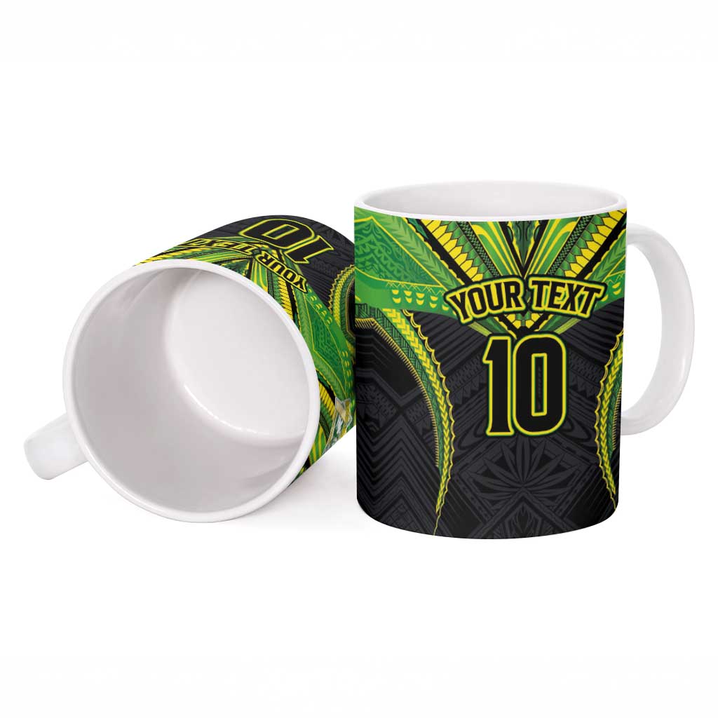 Custom Cook Islands Rugby Ceramic Mug Tatau Art Sport Style Black Color LT03 - Polynesian Pride